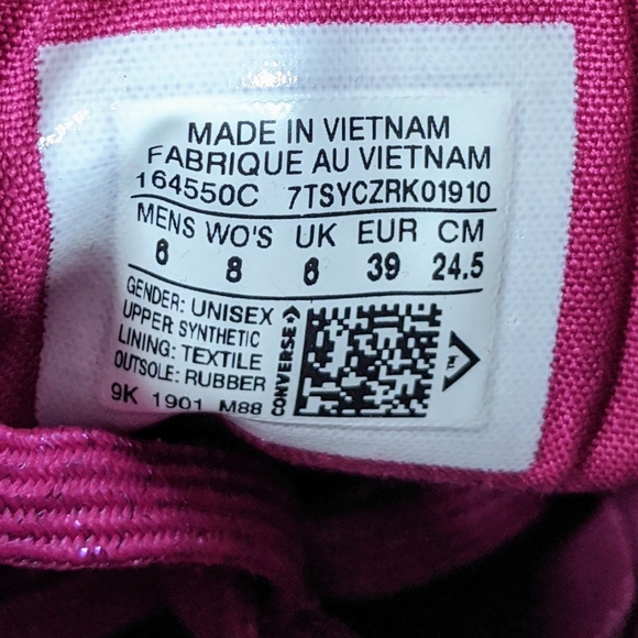 Converse CTAS OX Fuchsia Red Glitter Sneaker NIB - Picture 6 of 7